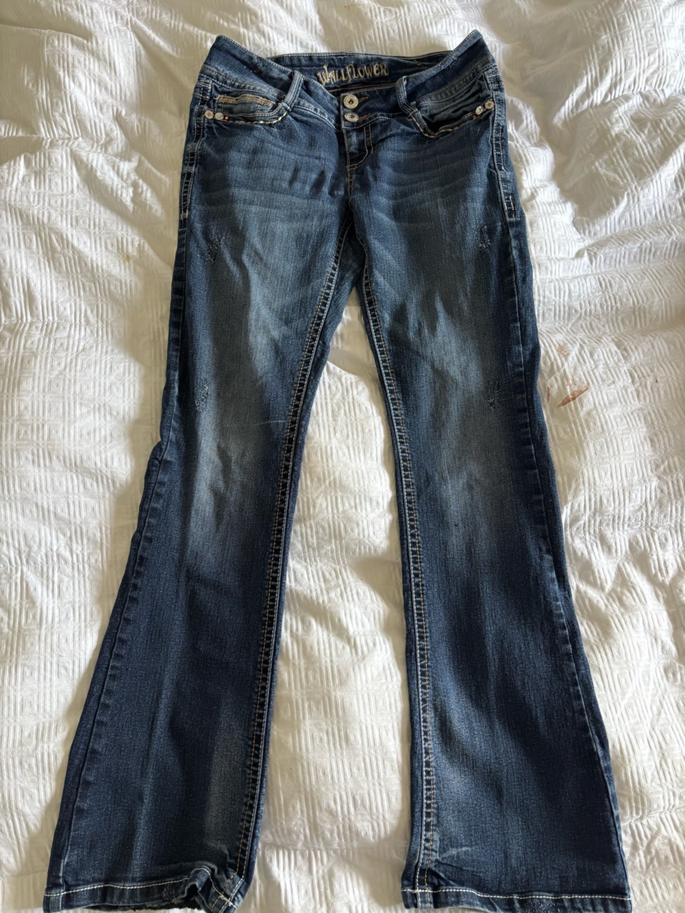 Y2k Rhinestone Pocket Low Rise Skinny Jean - Dark Wash Women's Jeans